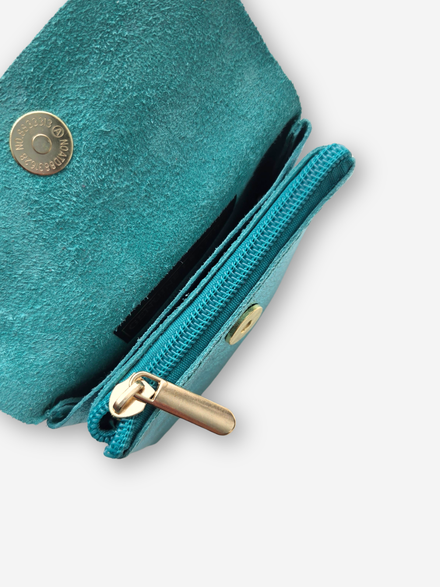 Leather Snap Wallet | Metallic Aqua