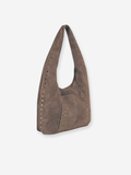Studded Suede Leather Bag Taupe