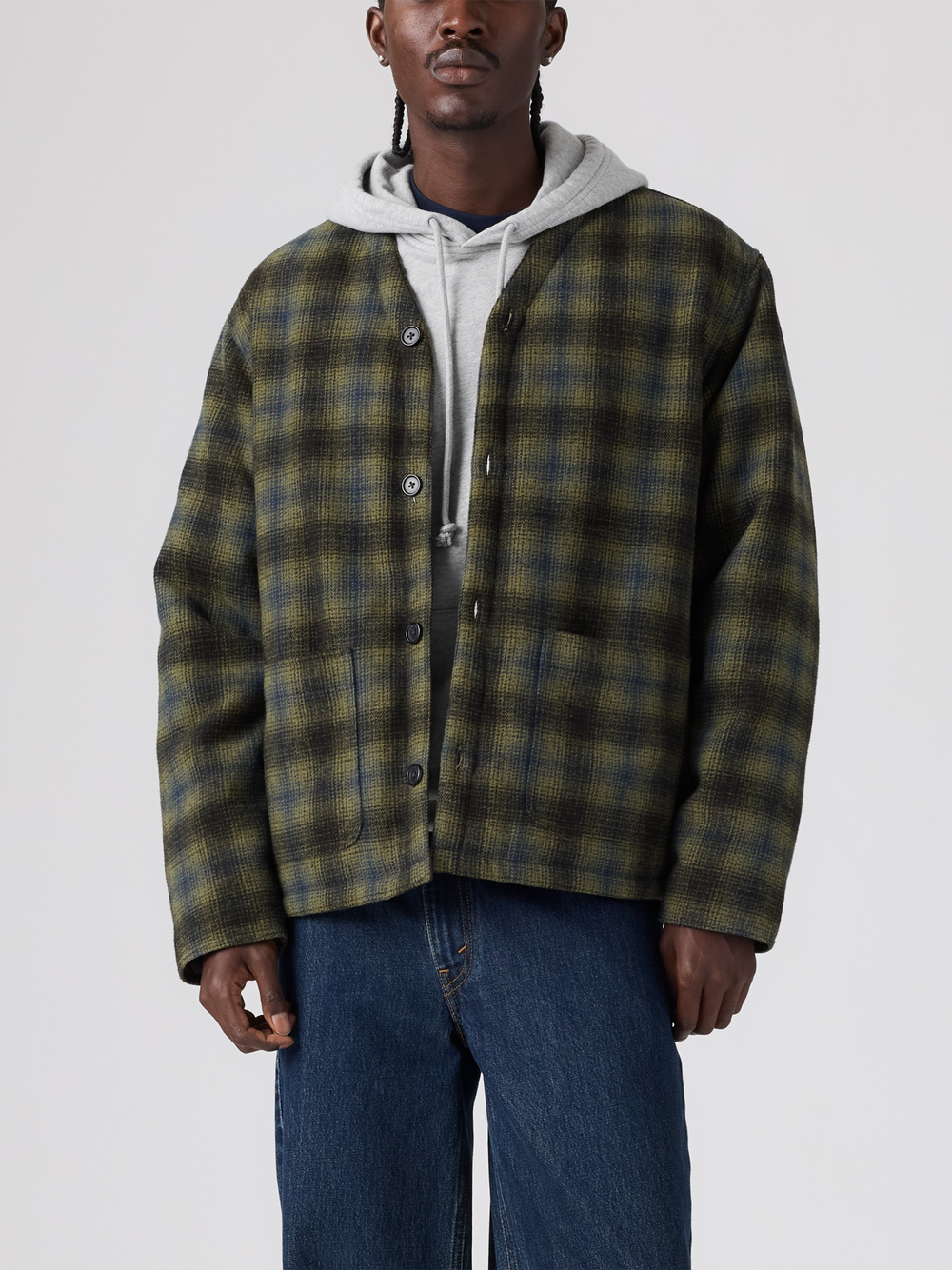 Glen Reversible Wool Blend Jacket | Green Plaid