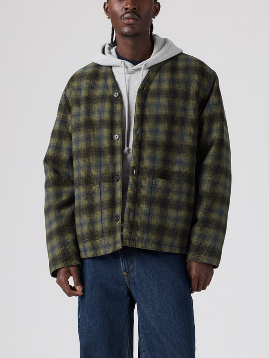 Glen Reversible Wool Blend Jacket | Green Plaid