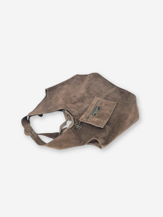Suede Leather Boho Bag | Coffee
