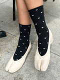 Sneaker Socks | Black/Cream Heart