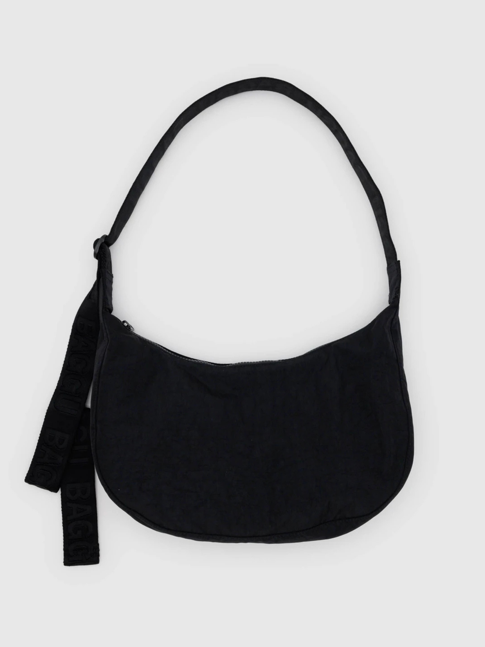 Medium Nylon Crescent Bag Black