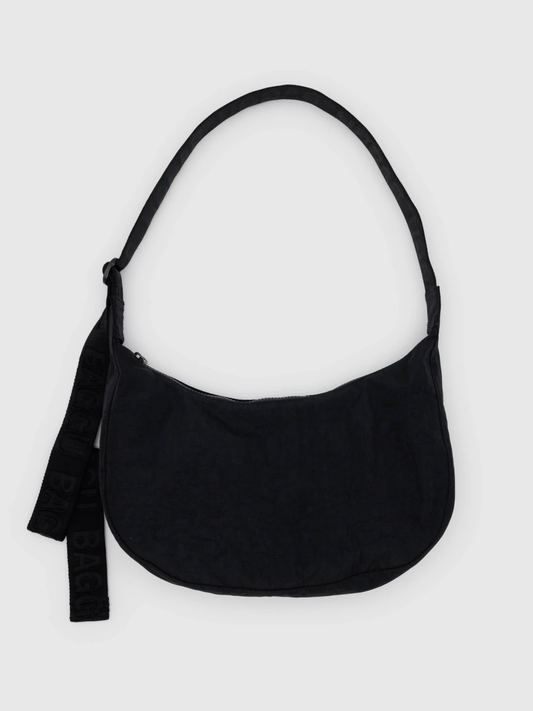 Medium Nylon Crescent Bag Black