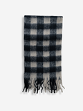 Fuzzy Fringe Scarf | Black & Cream Gingham