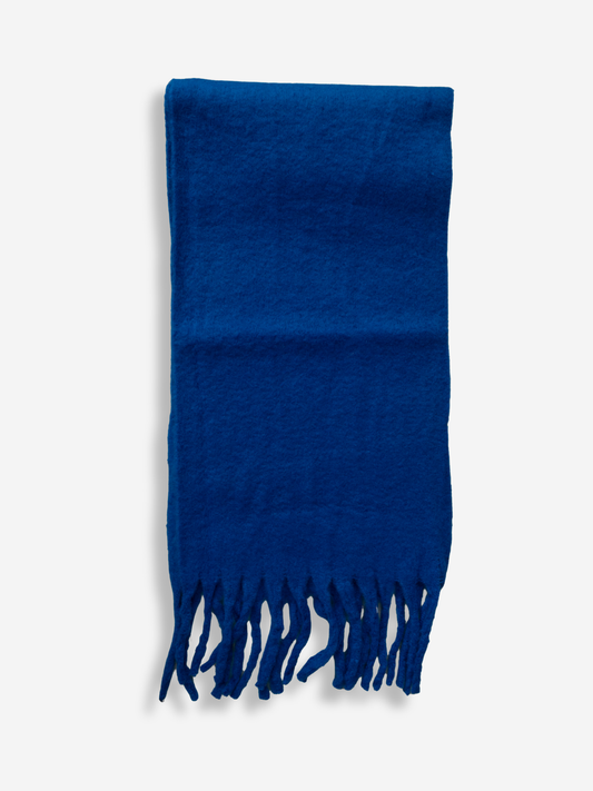Fuzzy Fringe Scarf | Cobalt