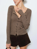 Dree Jersey Knit Top | Tan Stripe