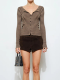 Dree Jersey Knit Top | Tan Stripe
