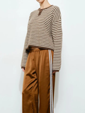 Etta Henley Knit Sweater | Brown Stripe