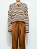 Etta Henley Knit Sweater | Brown Stripe