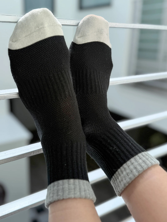 Colour Block Girlfriend Socks | Black Grey