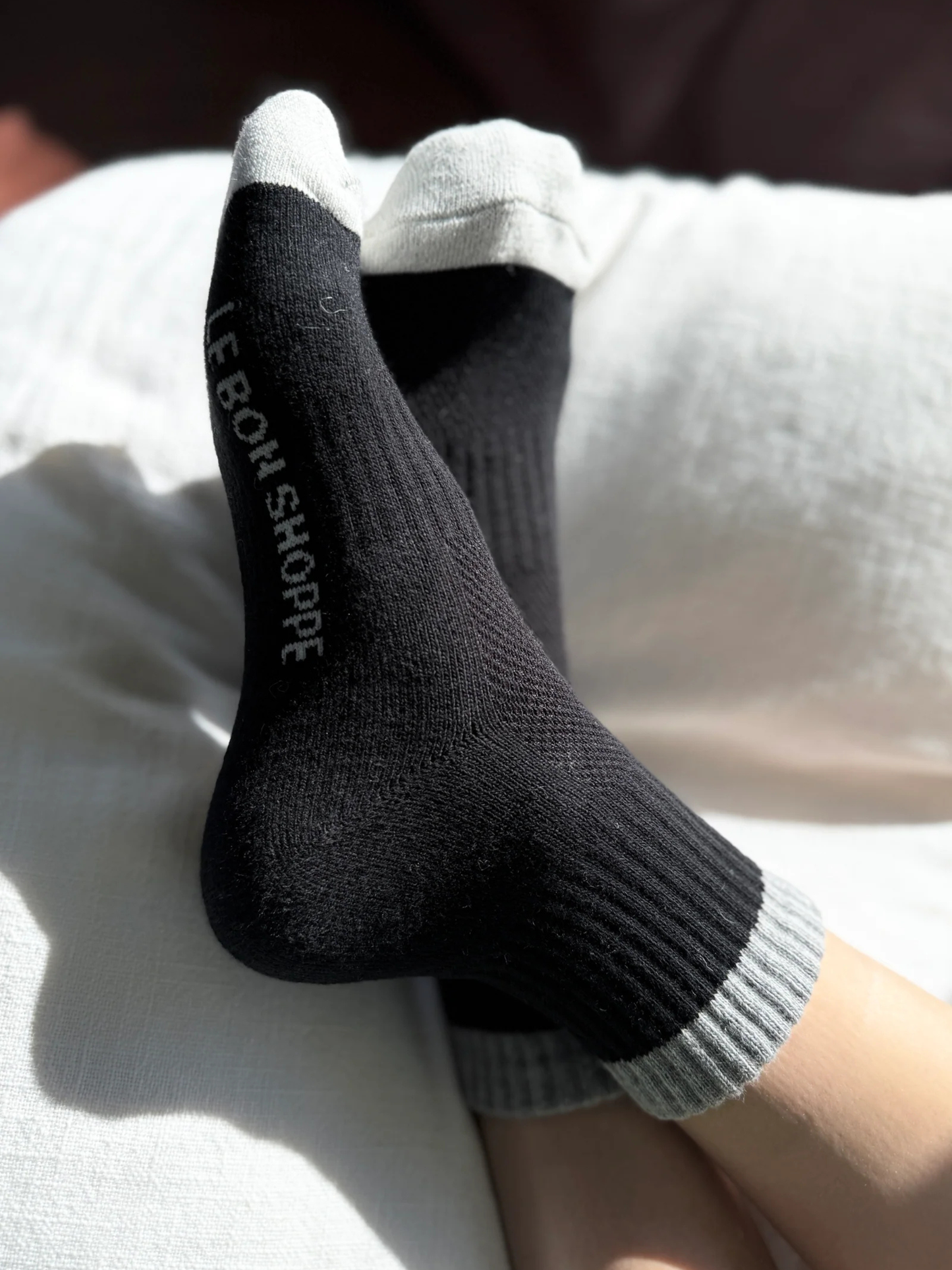 Colour Block Girlfriend Socks | Black Grey