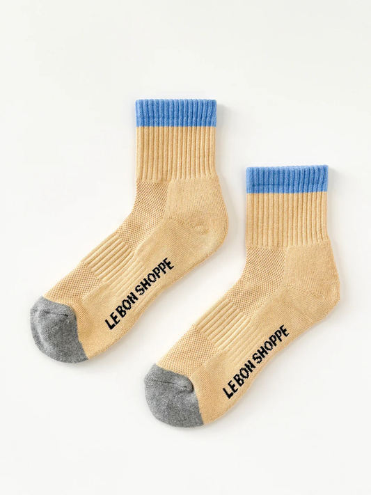 Colour Block Girlfriend Socks | Yellow Blue