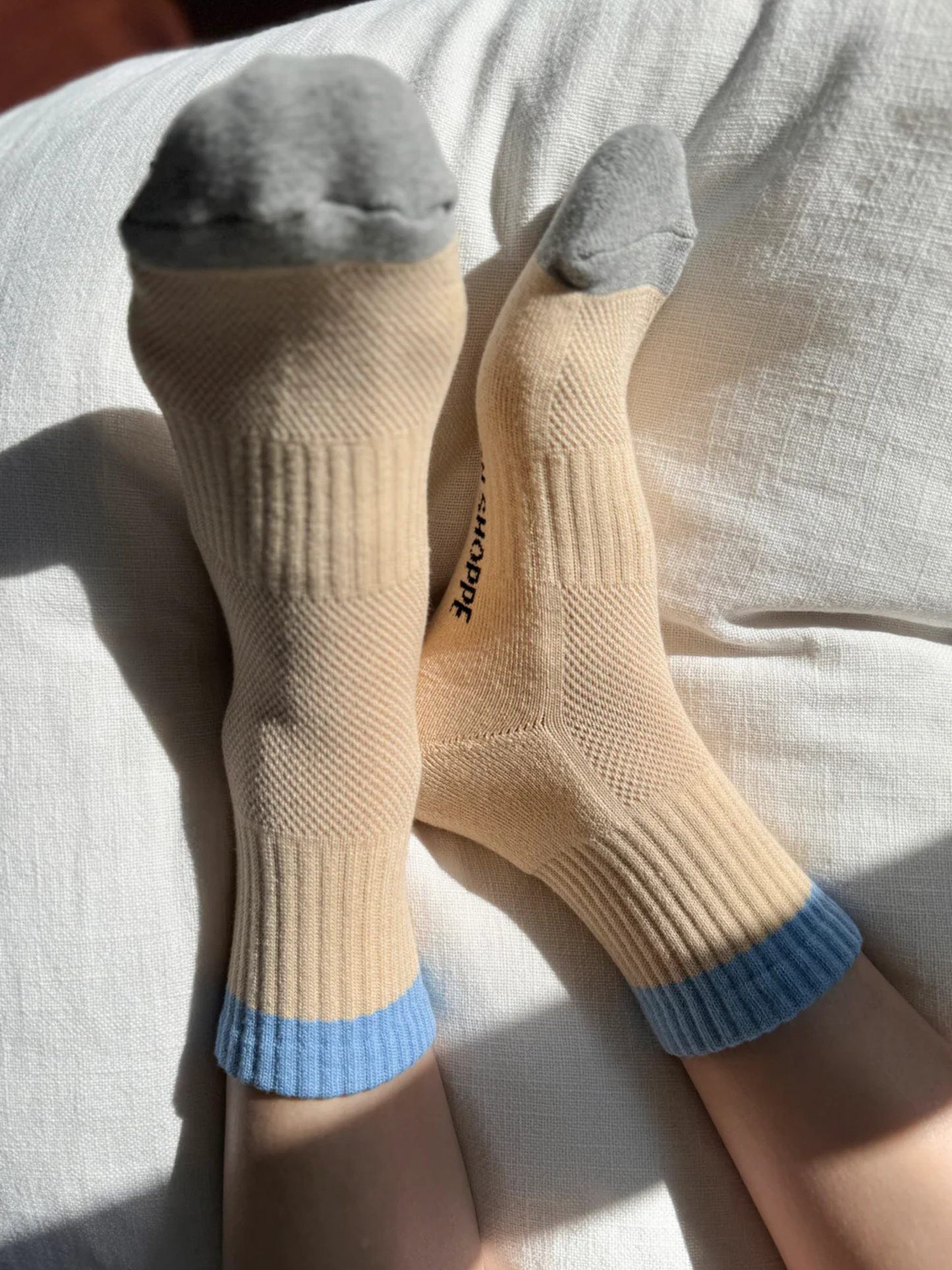 Colour Block Girlfriend Socks | Yellow Blue