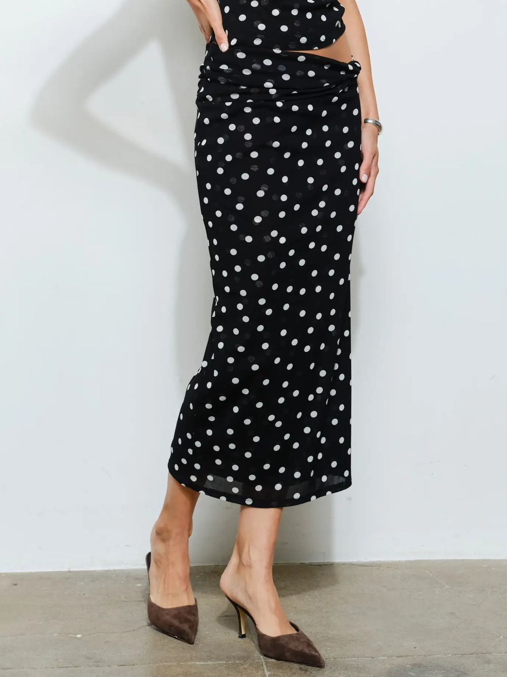 Kiana Asymmetrical Maxi Skirt | Polka Dot