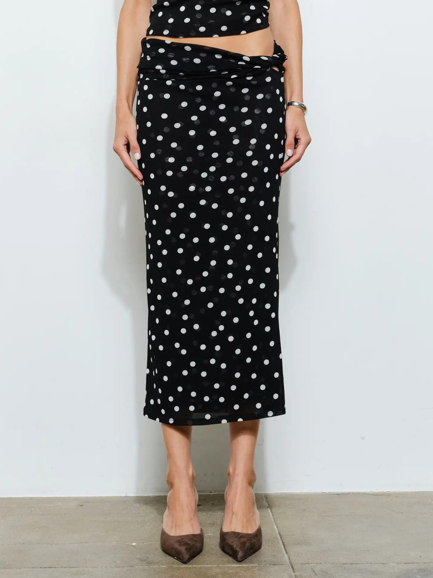 Kiana Asymmetrical Maxi Skirt | Polka Dot