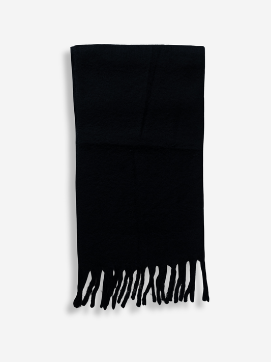 Fuzzy Fringe Scarf | Noir