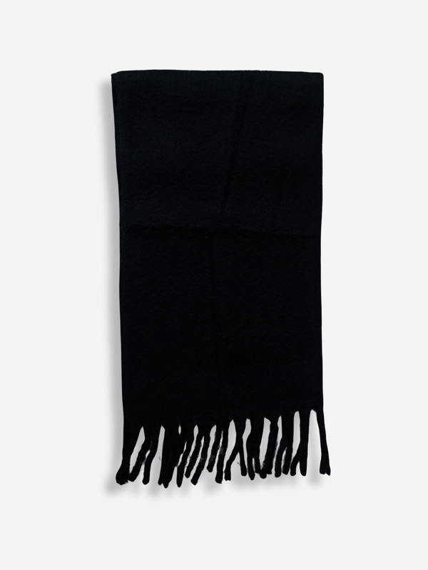 Fuzzy Fringe Scarf | Noir