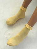 Ruffled Crew Socks | Banana Cream