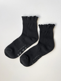 Ruffled Crew Socks | Black