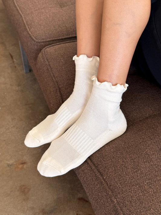 Ruffled Crew Socks | Vanilla