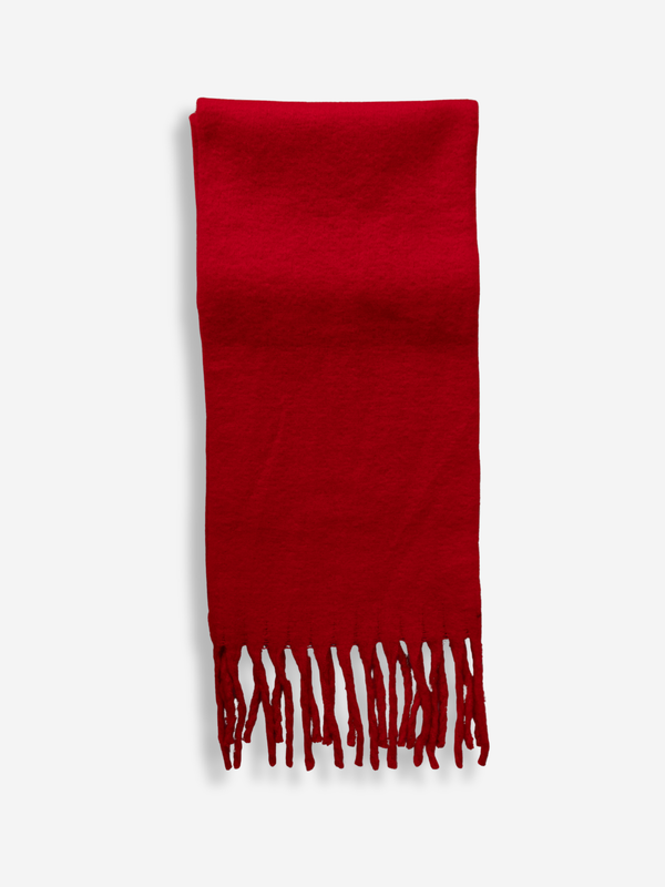 Fuzzy Fringe Scarf | Scarlet