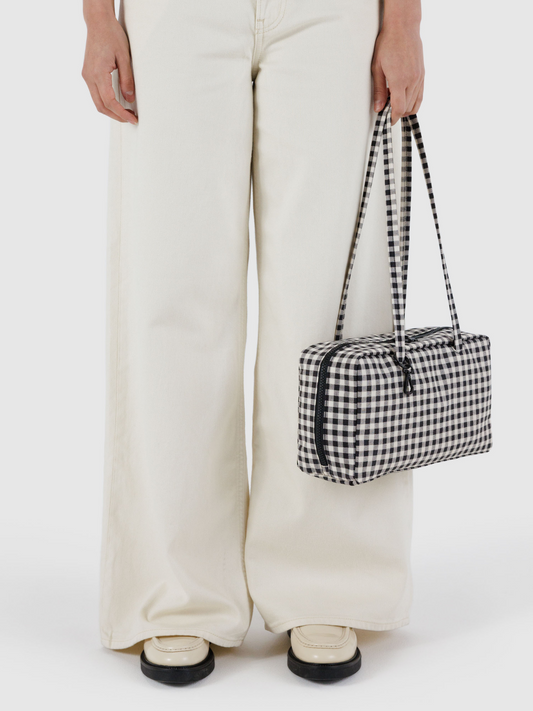 Nylon Bowler Bag | Black & White Gingham