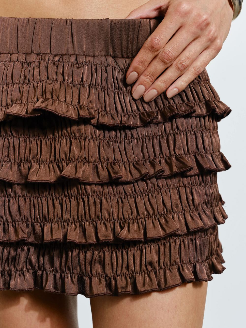 Cheyenne Ruffled Mini Skort | Brown