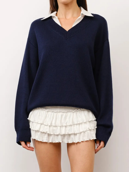 Cove Collared Oversized Sweater | Navy