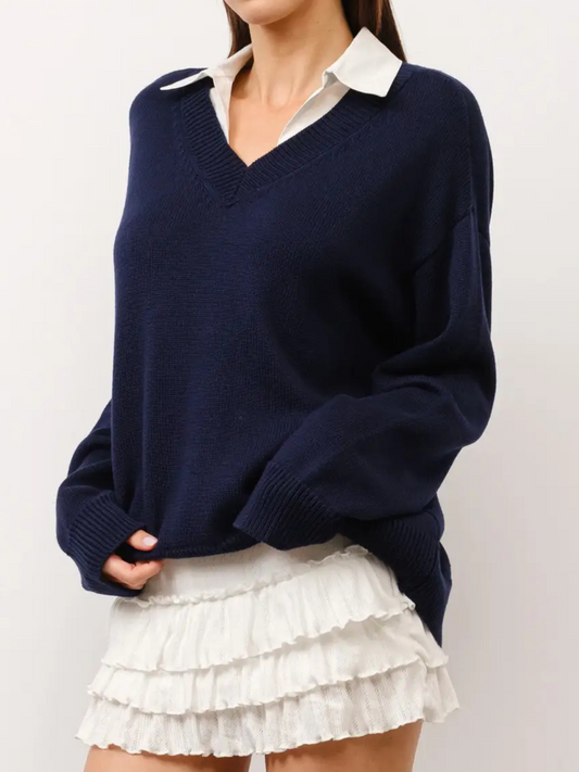 Cove Collared Oversized Sweater | Navy