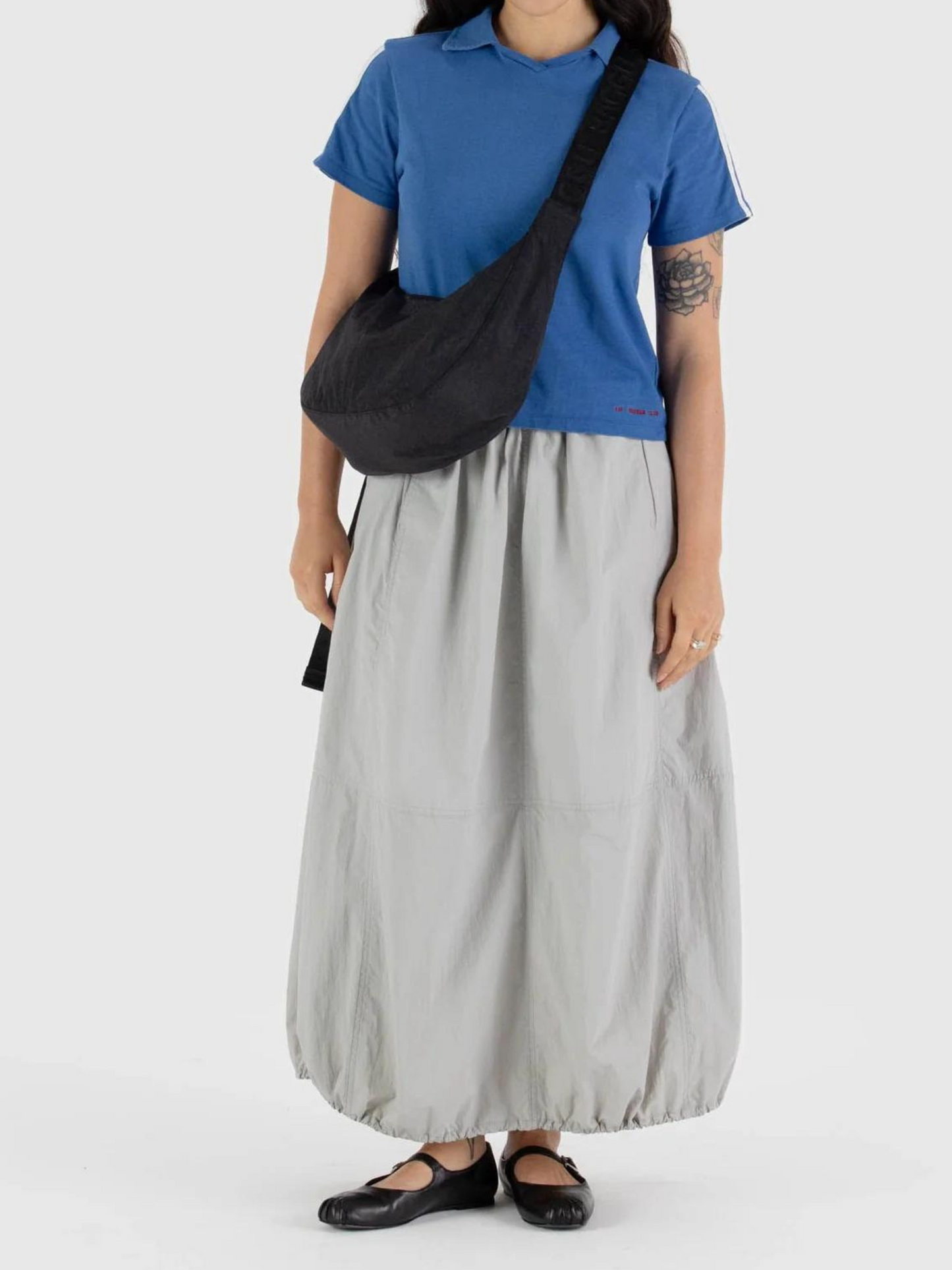Medium Nylon Crescent Bag Black