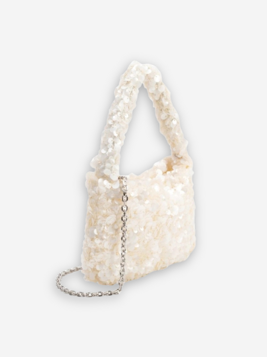 Karla Sequinned Purse | Ivory