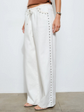 Marlowe Studded Denim Pants | White