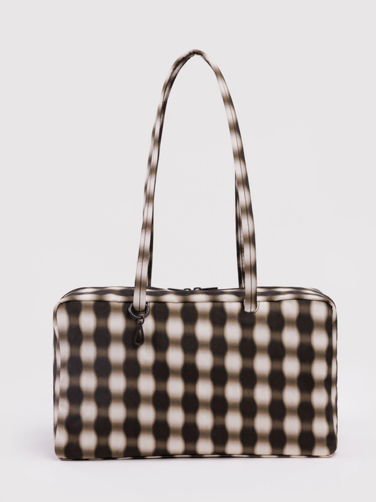 Medium Nylon Bowler Bag | Blurred Gingham Brown