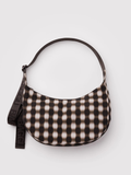 Medium Nylon Crescent Bag | Blurred Gingham Brown