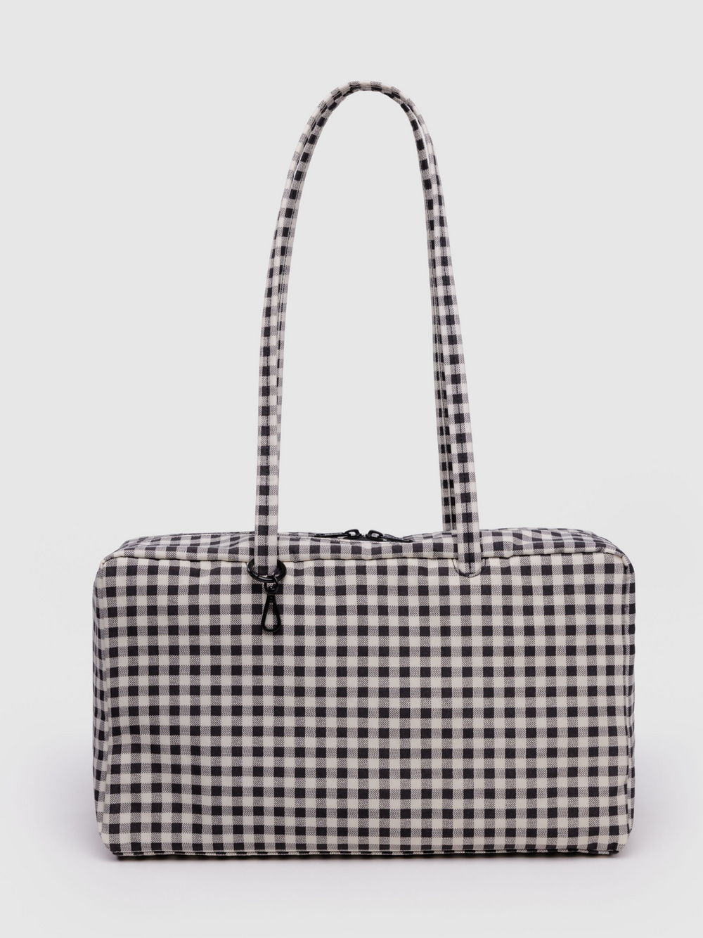 Medium Nylon Bowler Bag | Black & White Gingham