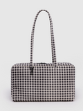 Medium Nylon Bowler Bag | Black & White Gingham