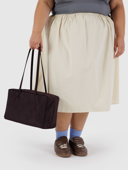 Medium Nylon Bowler Bag | Chocolate Plum