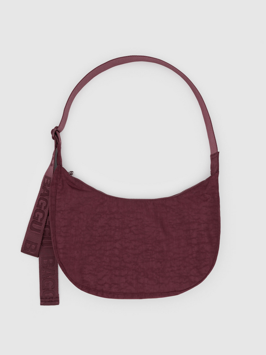 Medium Nylon Crescent Bag | Mahogany