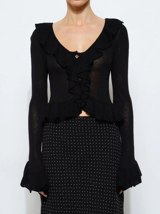 Romina Ruffle Trim Cardigan