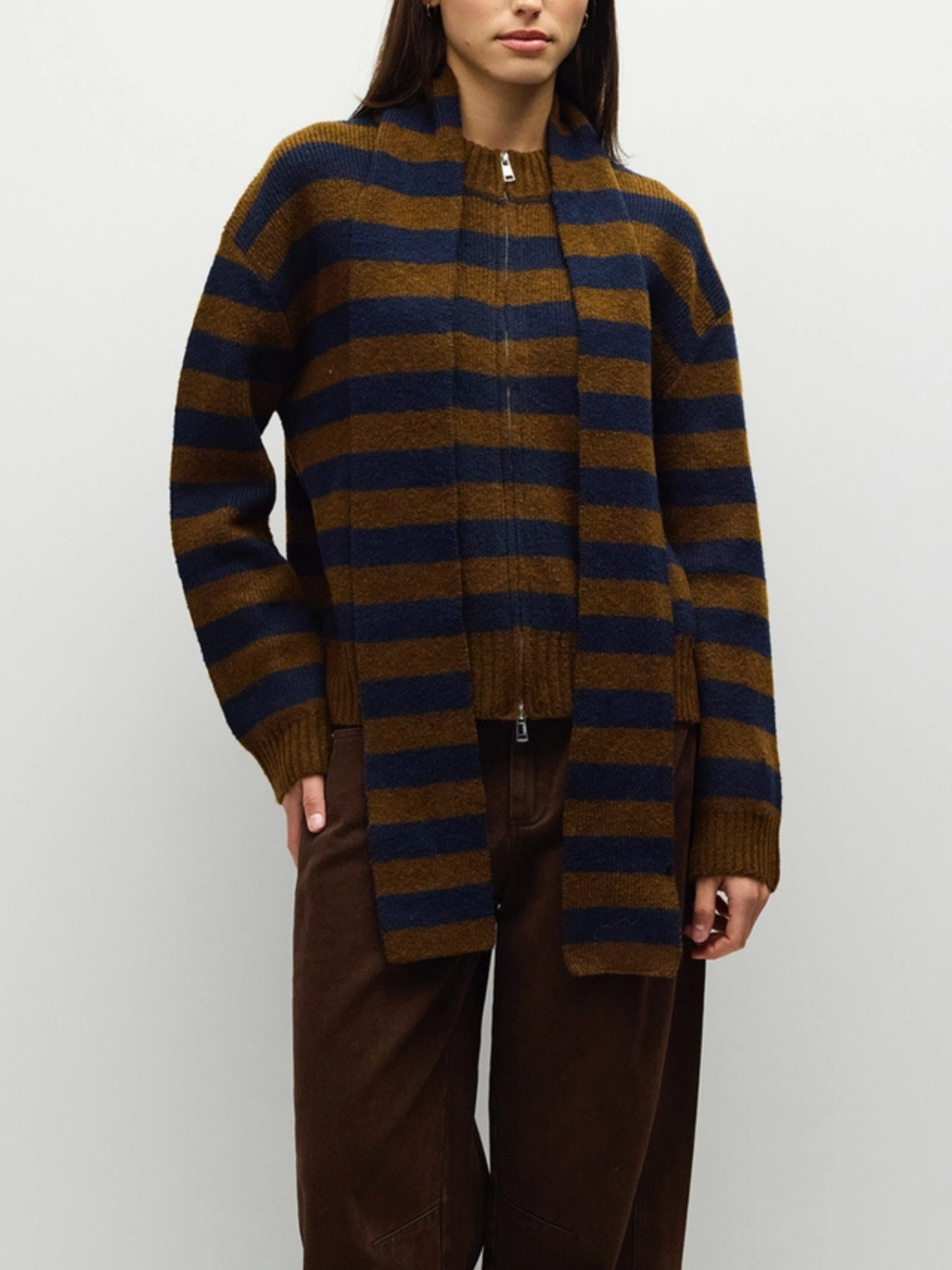 Scarlett Sweater with Scarf | Brown