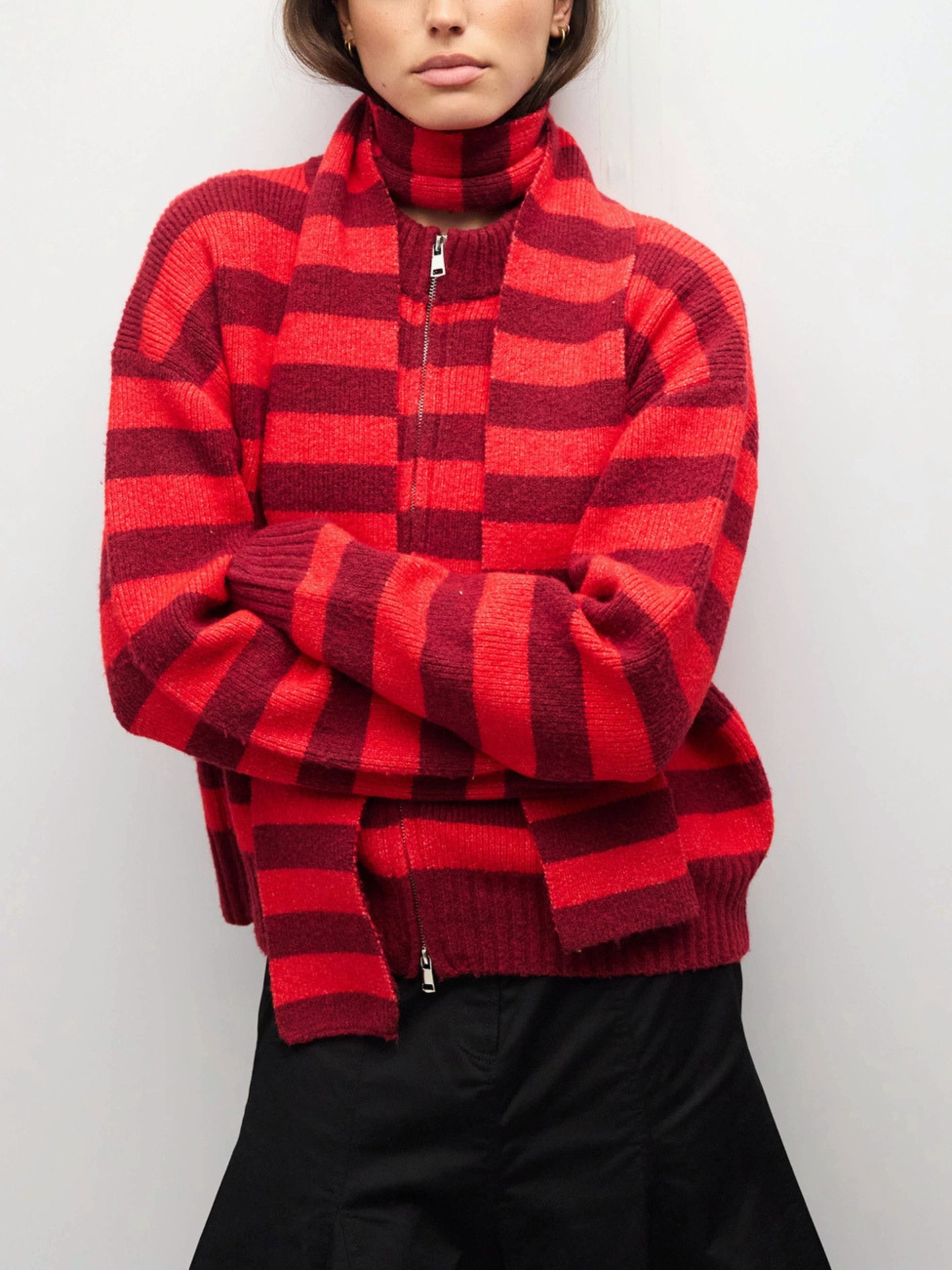 Scarlett Sweater with Scarf | Red