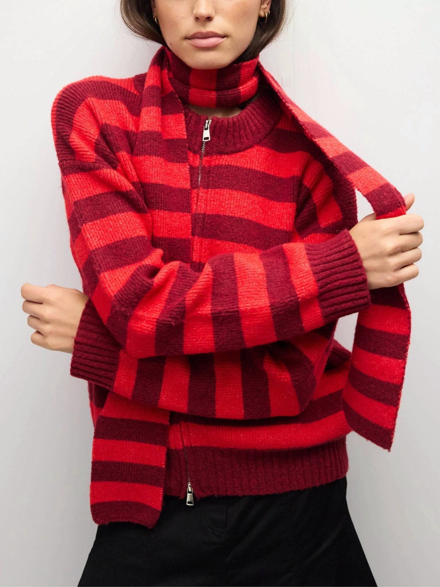 Scarlett Sweater with Scarf | Red