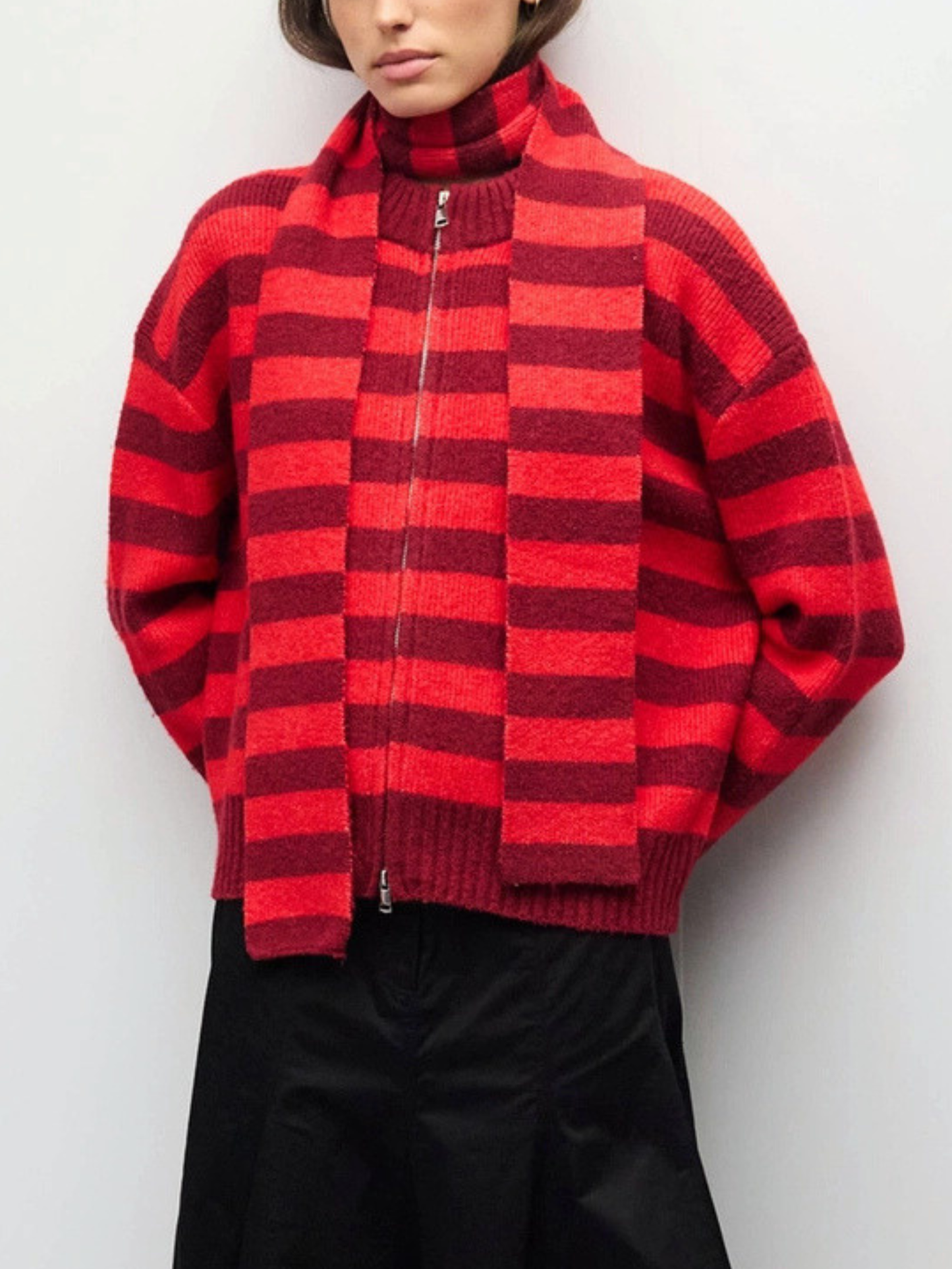 Scarlett Sweater with Scarf | Red