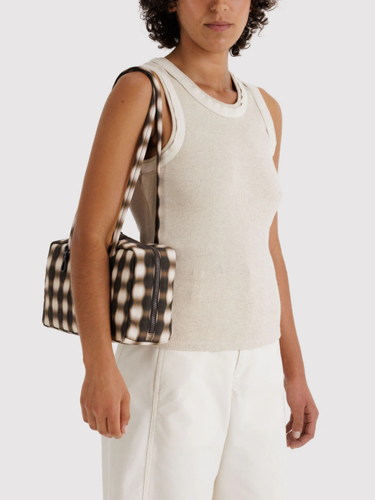 Nylon Bowler Bag | Blurred Gingham Brown