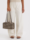 Nylon Bowler Bag | Blurred Gingham Brown