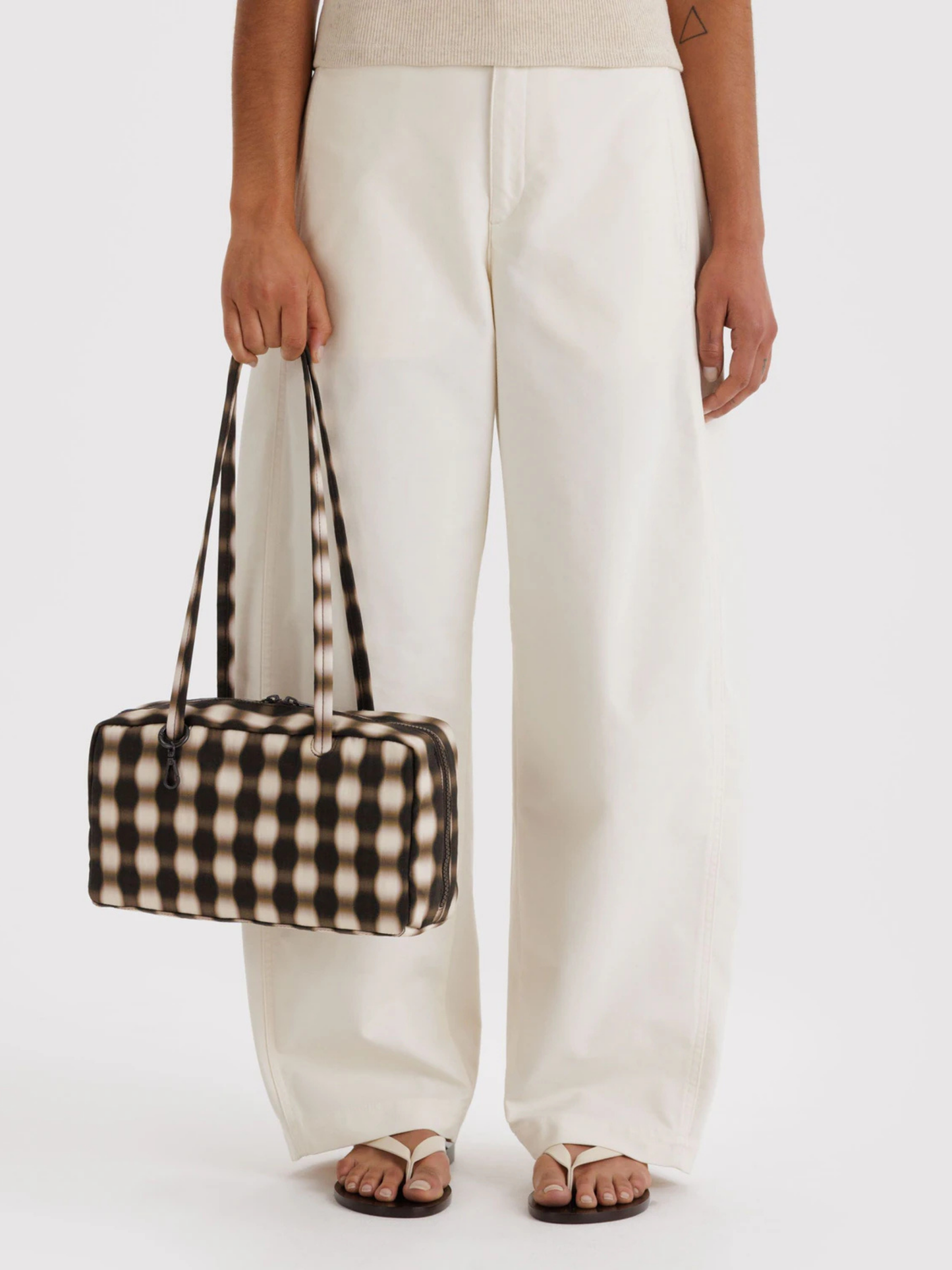 Nylon Bowler Bag | Blurred Gingham Brown