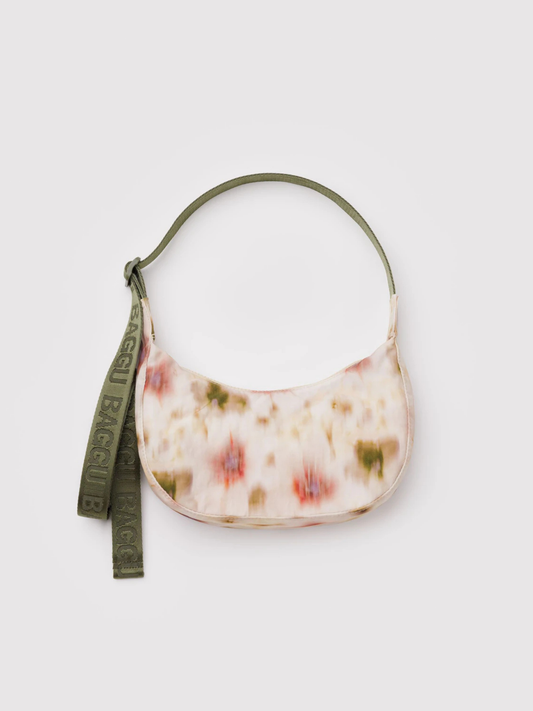 Small Nylon Crescent Bag | Abstract Floral