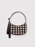 Small Nylon Crescent Bag | Blurred Gingham Brown