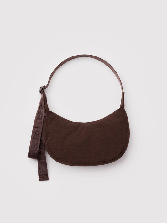 Small Nylon Crescent Bag | Coffee